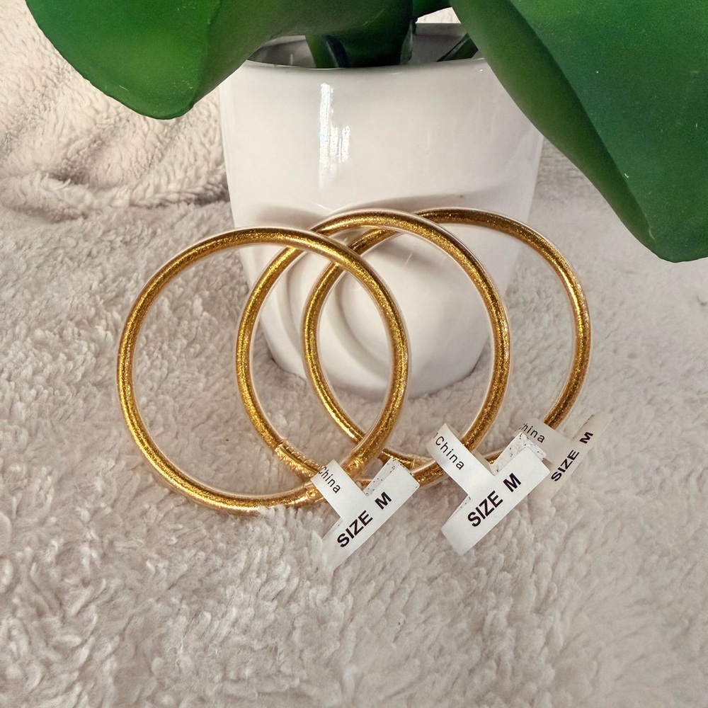 Elegant All-weather Gold Bangles Set of 3. Size M